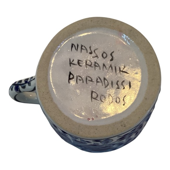 Nassas Rodos Hellas Handmade Greek Pottery Deer Floral Espresso Cup & Saucer - Picture 4 of 10